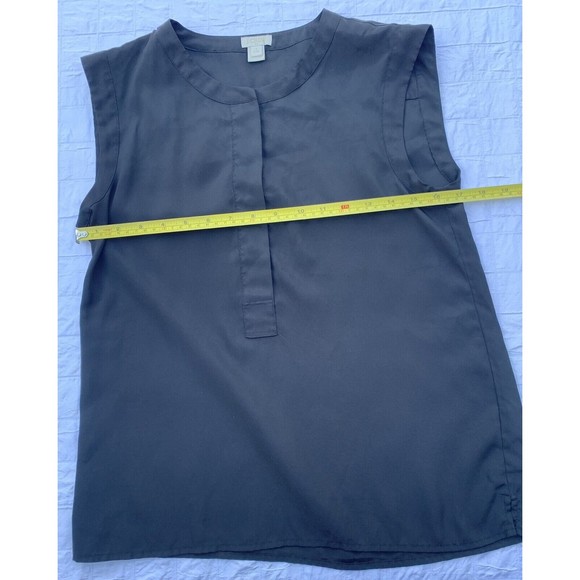 J. Crew Top Womens 4P Petite Black Sleeveless Blouse Casual 1/2 Button up - Picture 5 of 8